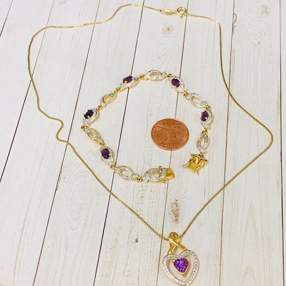 PAJ Heart Crystal Necklace and Bracelet Set - Picture 1 of 5
